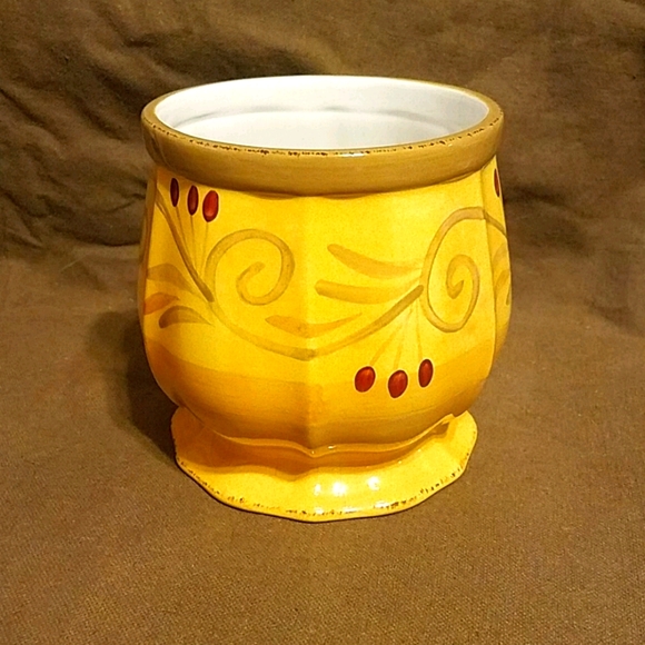 Yellow Ceramic Decorative Pot Planter Vase - Picture 1 of 5
